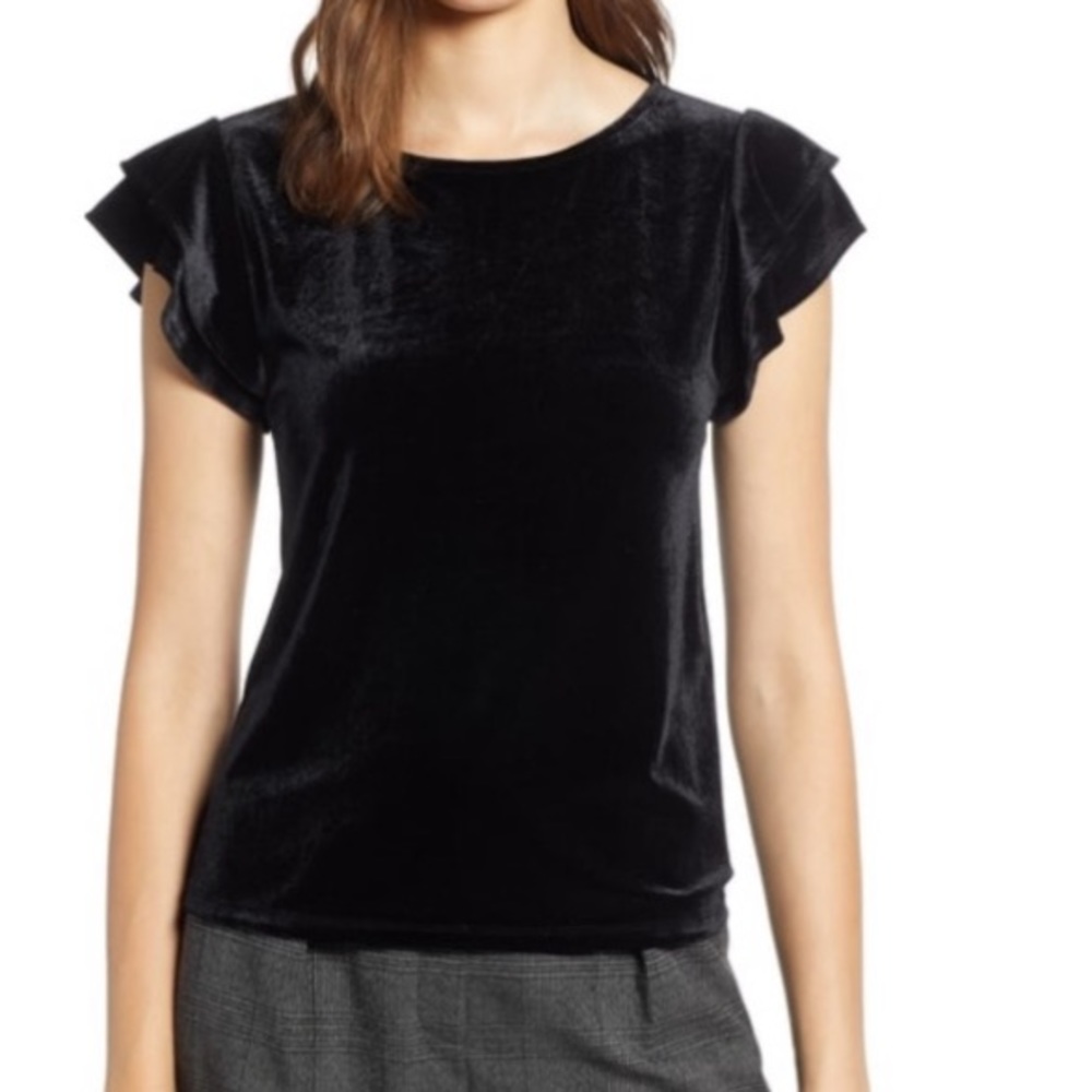 Halogen Navy Velvet Top